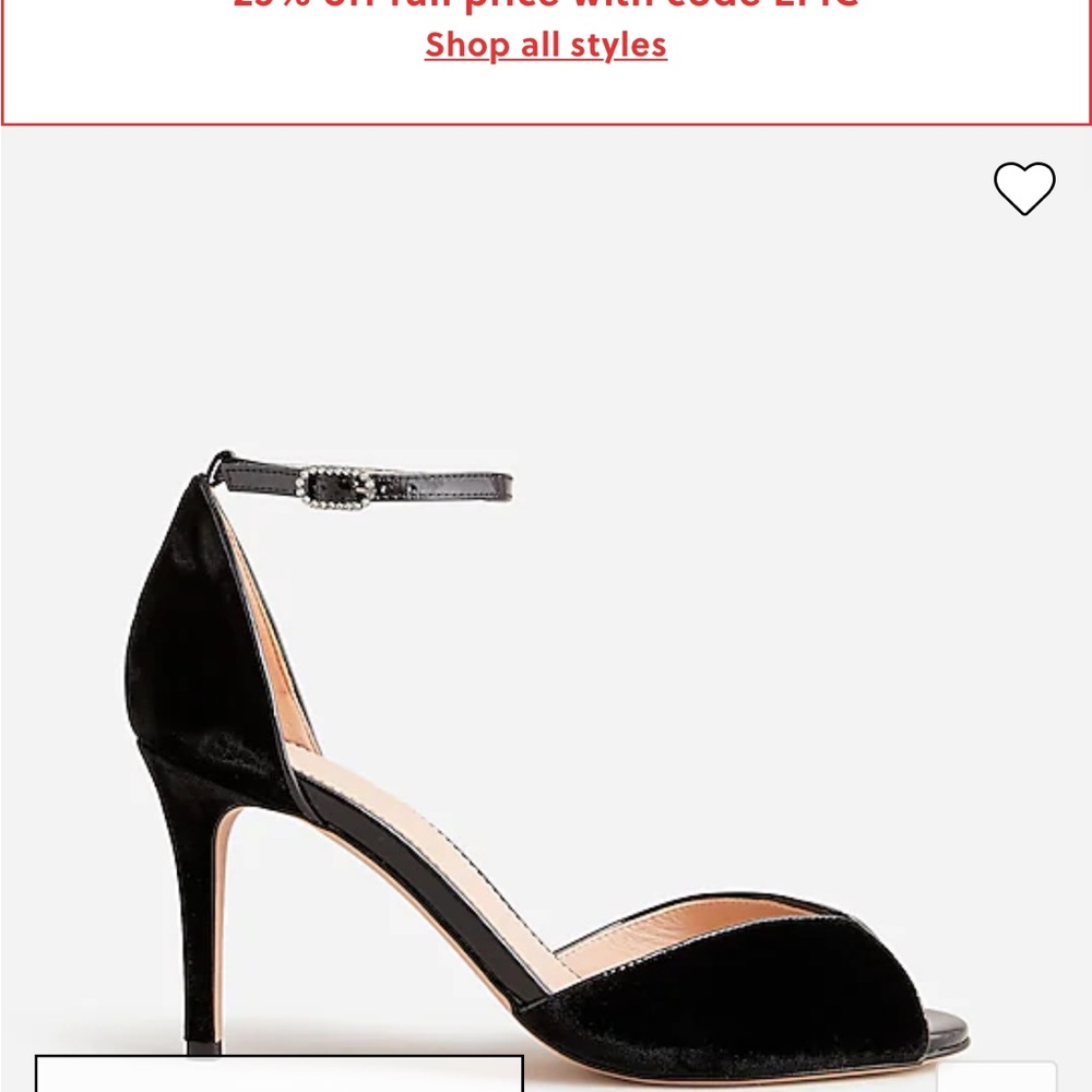 J. Crew Rylie peep-toe heels in velvet